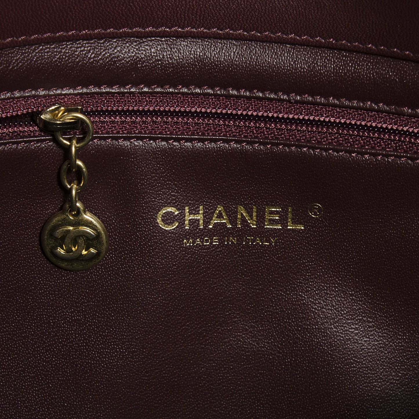 Lambskin Quilted Medium Diamond CC Flap Burgundy