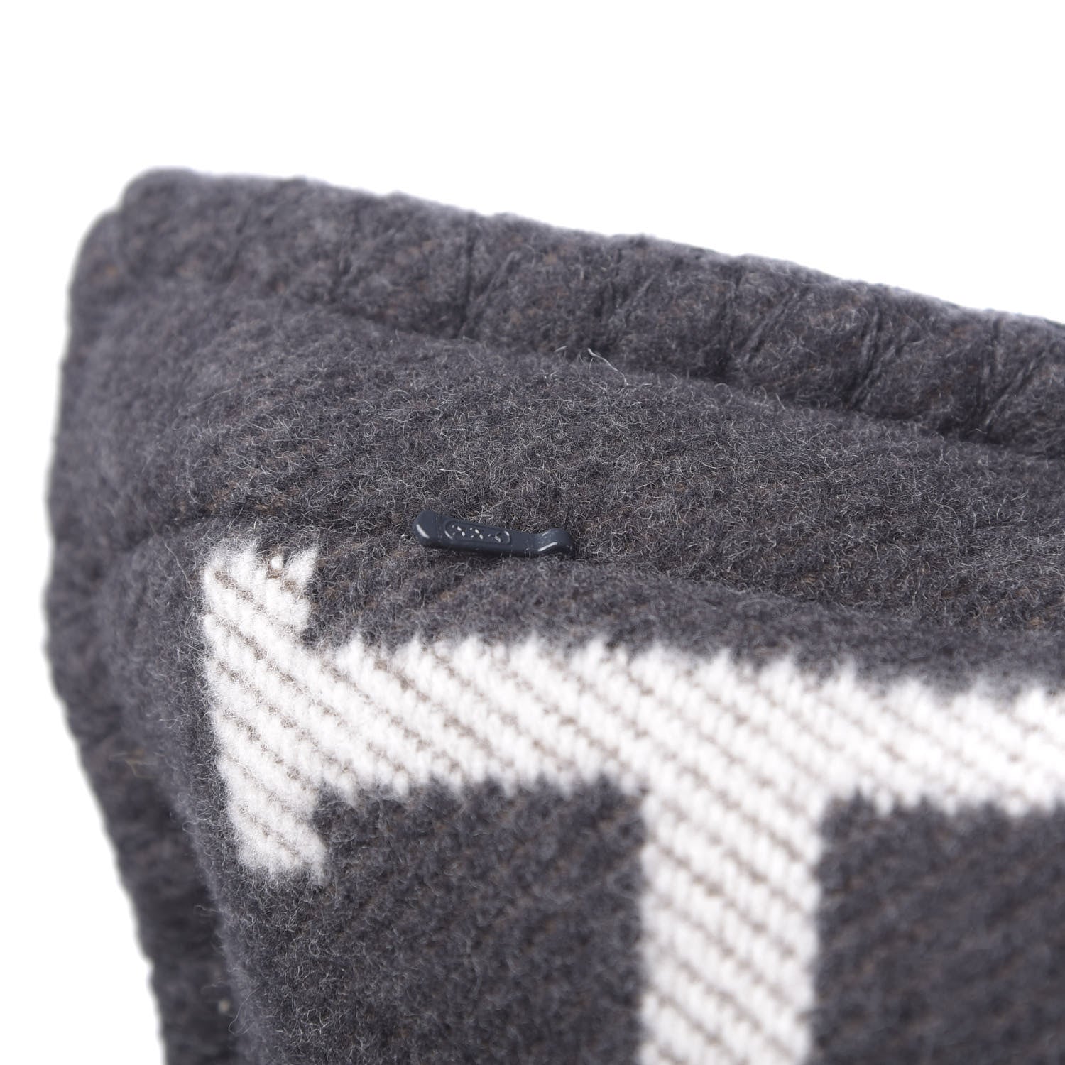 Hermes Wool Cashmere Avalon Pillow PM Ecru Gris Fonce 4 of 5