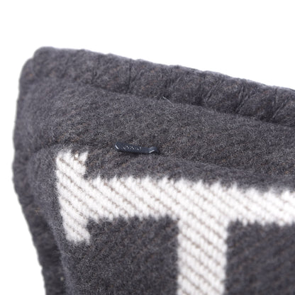 Hermes Wool Cashmere Avalon Pillow PM Ecru Gris Fonce 4 of 5