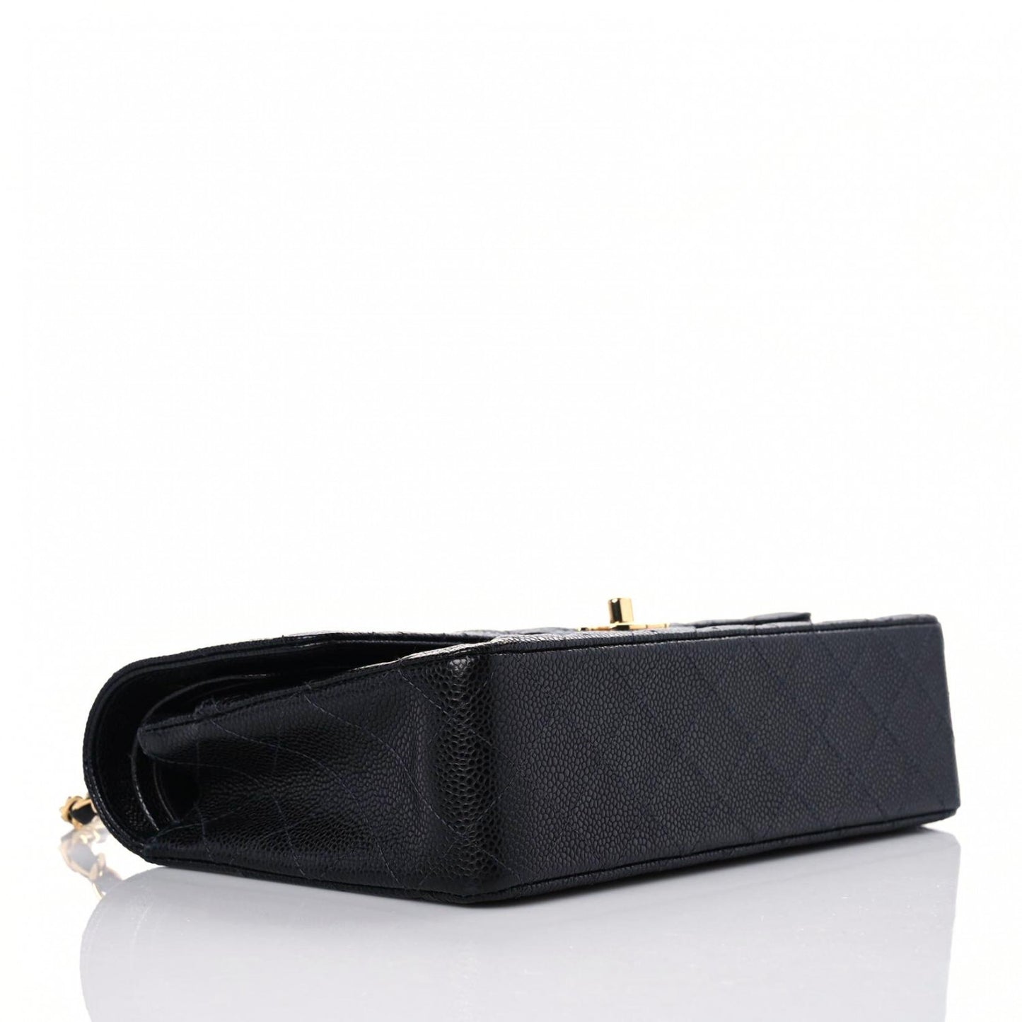 Caviar Quilted Medium Double Flap Black
