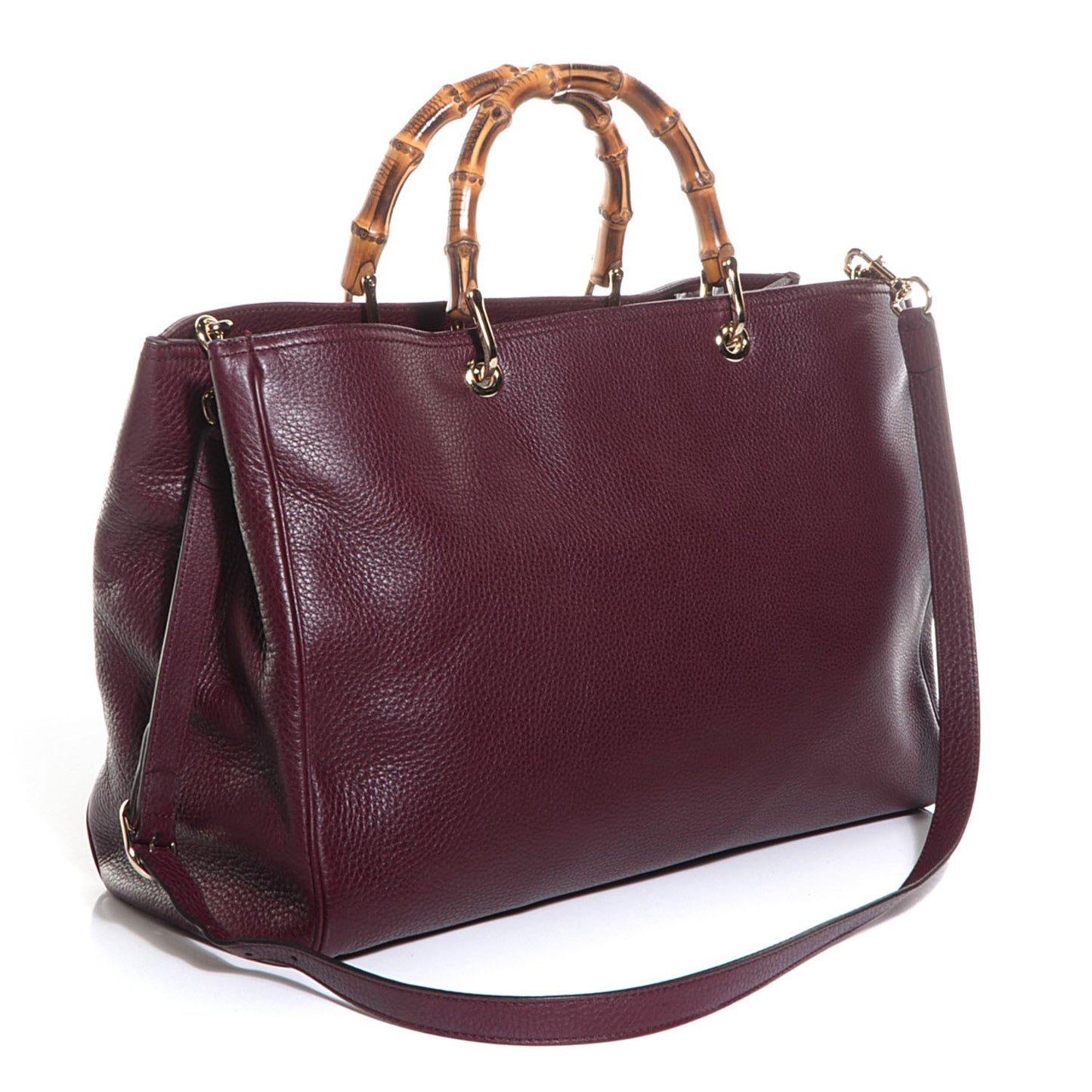 Leather Large Bamboo Shopper Tote Burgundy