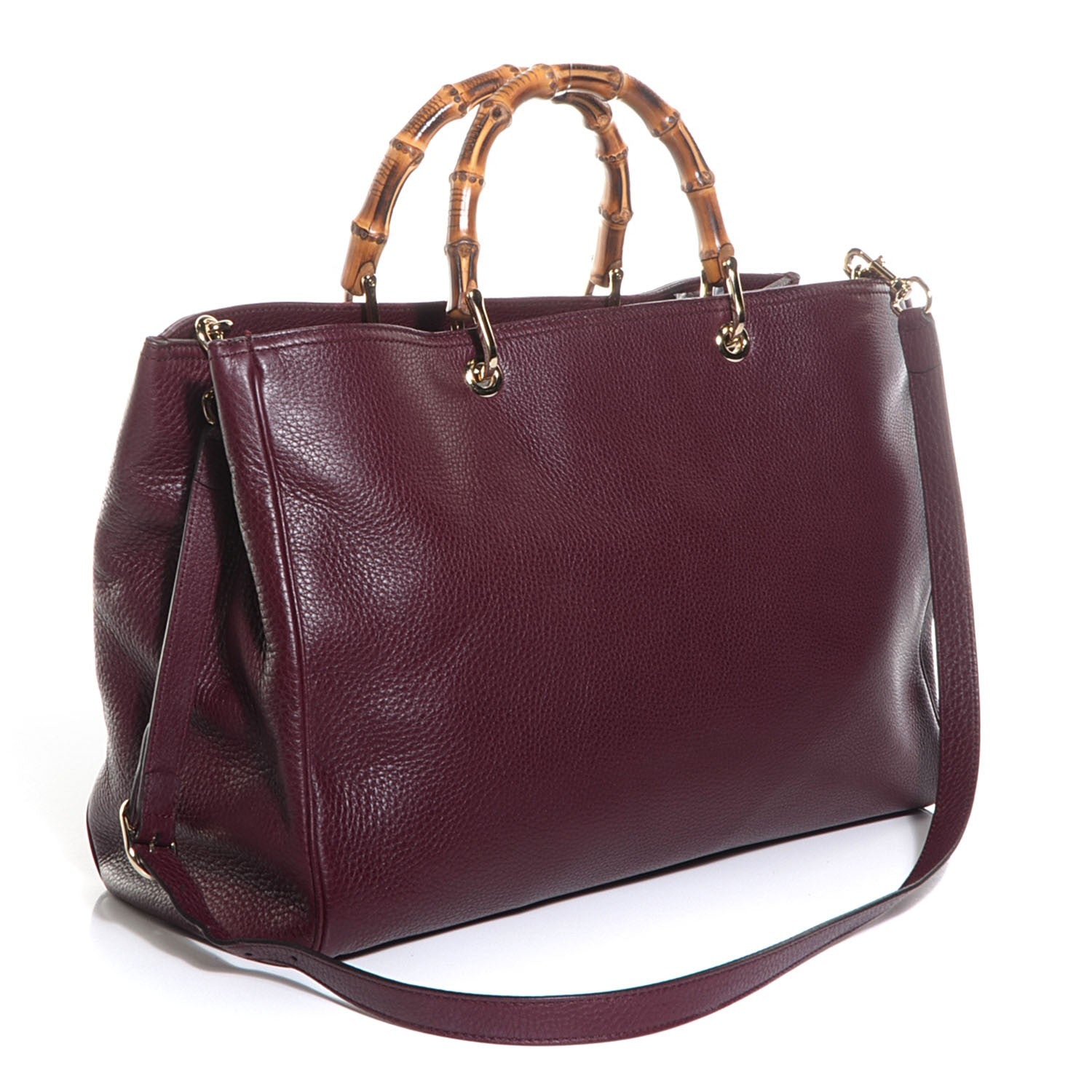Gucci Leather Large Bamboo Shopper Tote Burgundy 3 of 9