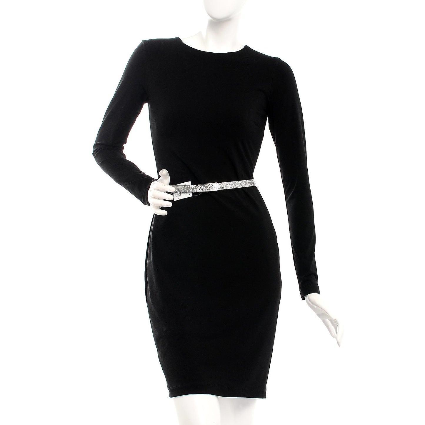 Glitter Calfskin CC Logo Skinny Belt 90 36 Silver
