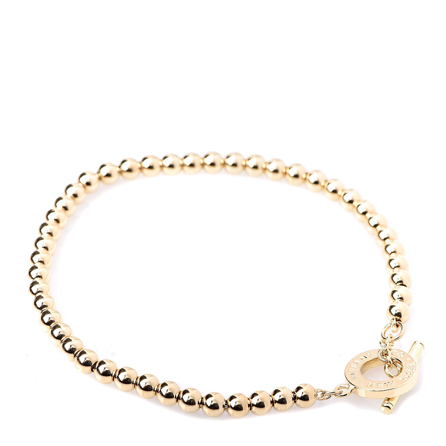 Tiffany 18K Yellow Gold 4mm Beads Toggle Bracelet 3 of 4