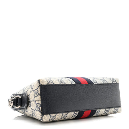 Gucci GG Supreme Monogram Textured Dollar Calfskin Web Small Ophidia Dome Shoulder Bag Beige Blue 4 of 12
