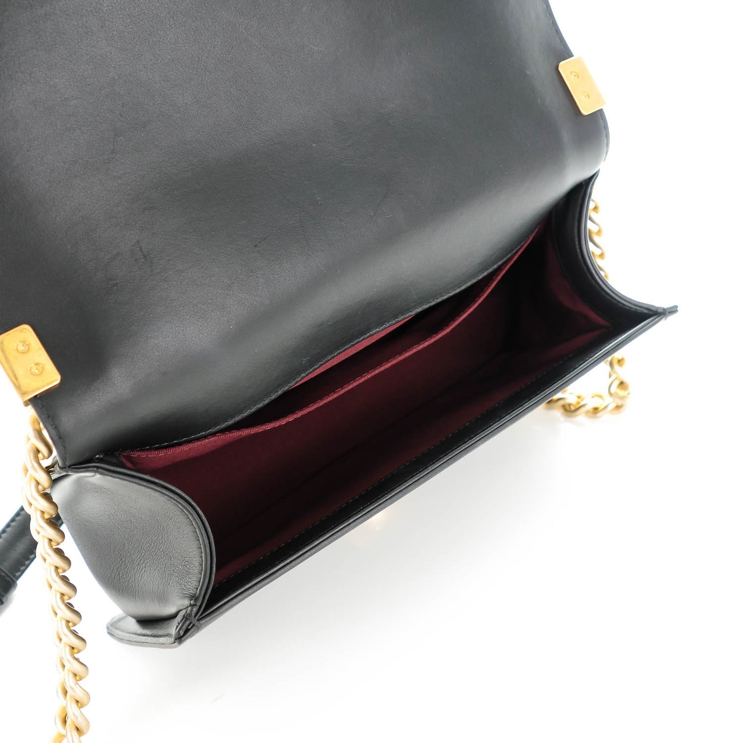 Caviar Suede Calfskin Chevron Medium Boy Flap Black