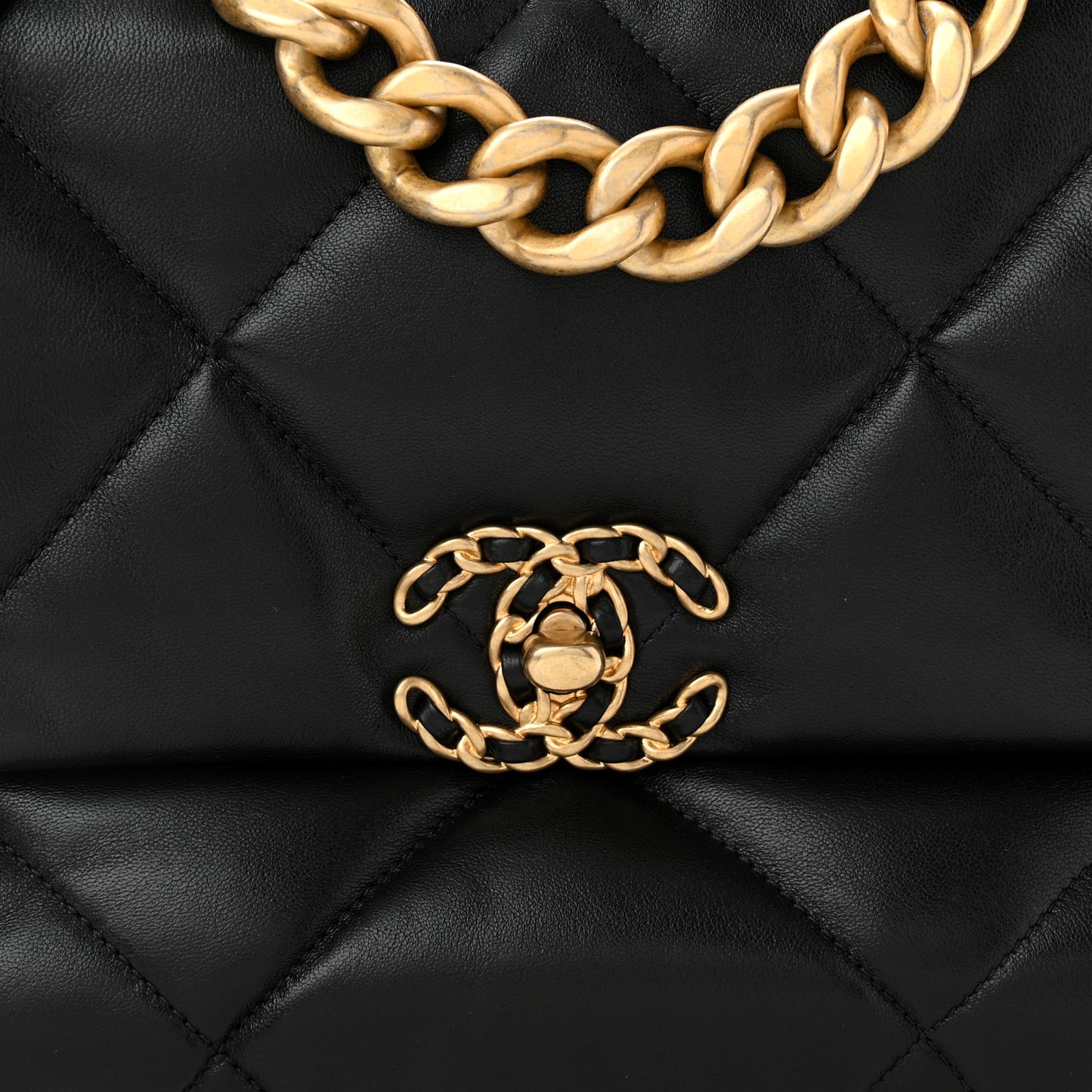 Lambskin Quilted Large Chanel 19 Flap Black