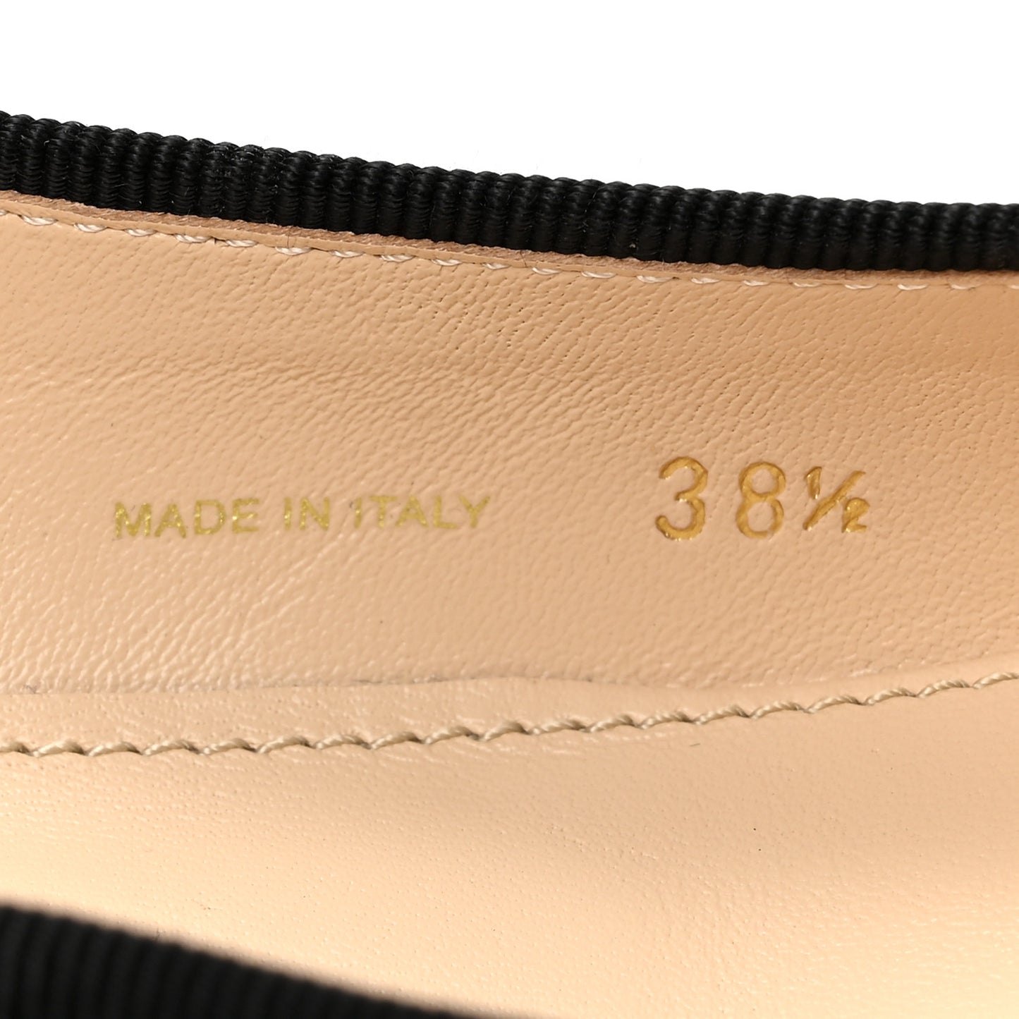 Nappa Vernice Cap Toe Logo Bow Ballerina Flats 38.5 Black