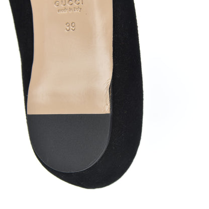 Gucci Suede Web Bow Point Toe Ballerina Flats 39 Black 9 of 10