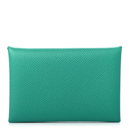 Hermes Epsom Calvi Card Case Bleu Paon 1 of 7