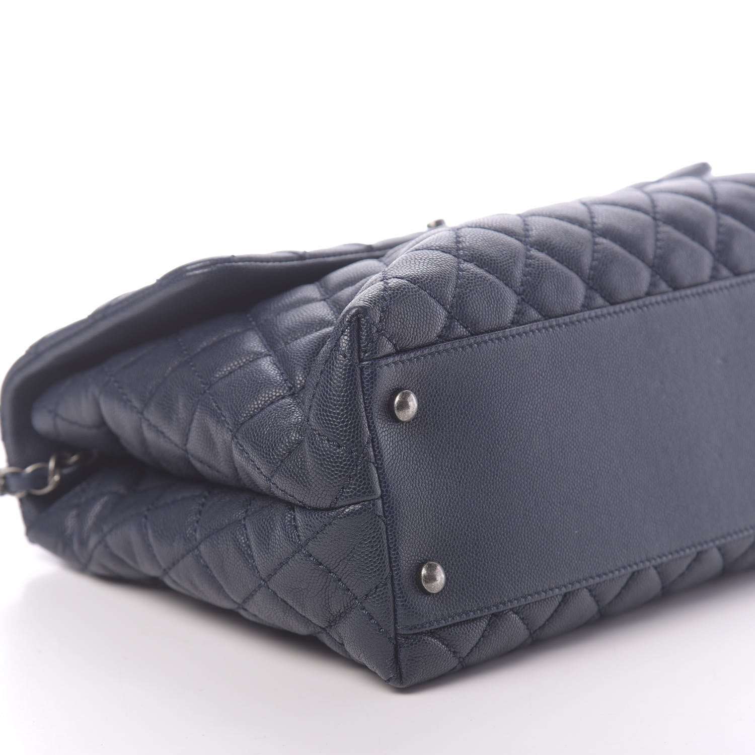 Chanel Caviar Quilted Medium Coco Handle Flap Navy Blue 8 of 11