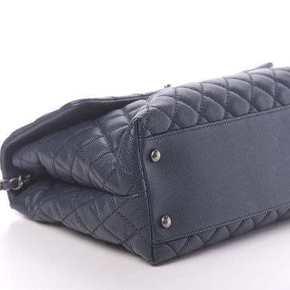 Chanel Caviar Quilted Medium Coco Handle Flap Navy Blue 8 of 11