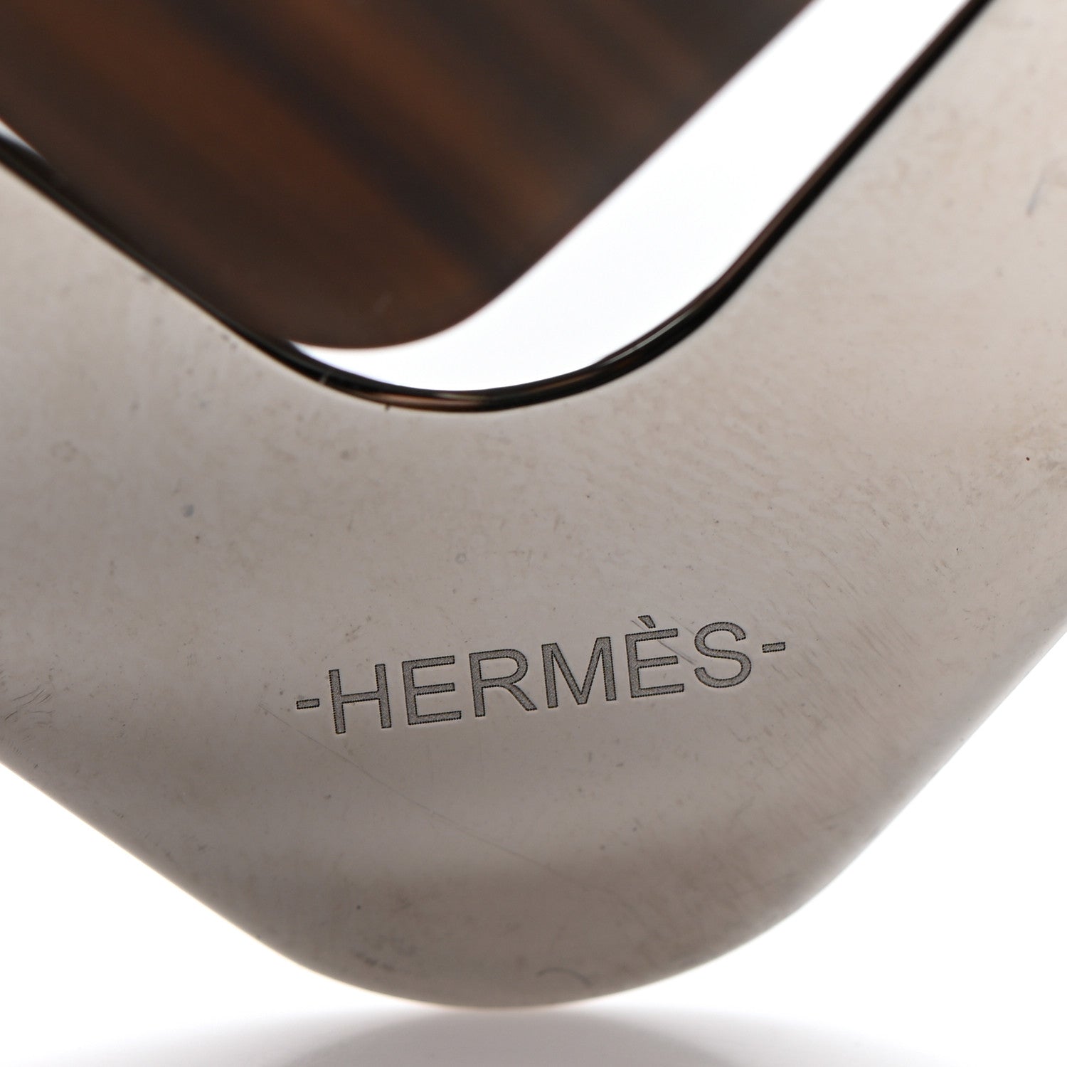 Hermes Buffalo Horn Palladium Pendant Necklace 5 of 5