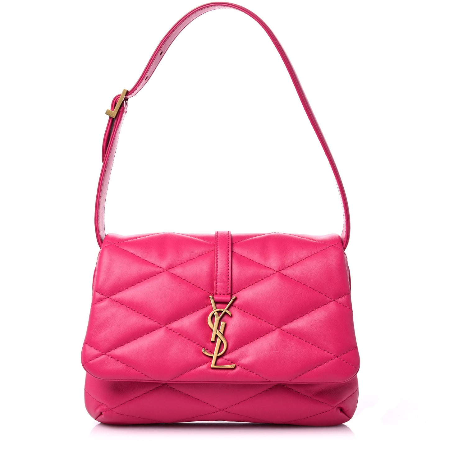 Lambskin Quilted Le 57 Diamond Shoulder Bag Lipstick Fuchsia