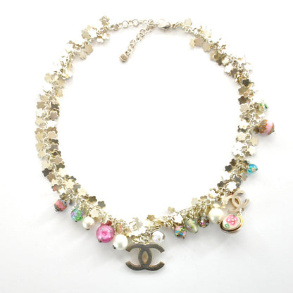 Chanel Floral Beaded CC Necklace Gold 1 of 7