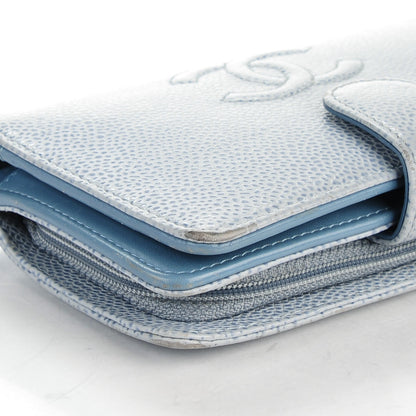 Chanel Caviar CC French Wallet Light Blue 5 of 10