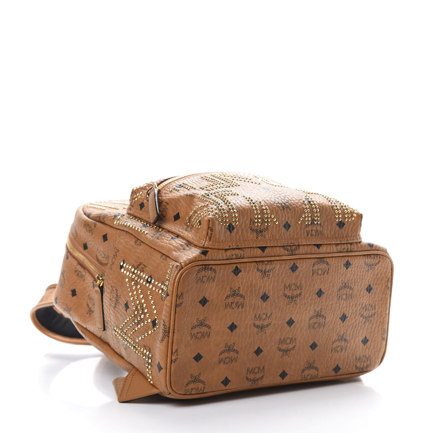 MCM Visetos Studded Small Stark Gunta Backpack Cognac 3 of 9