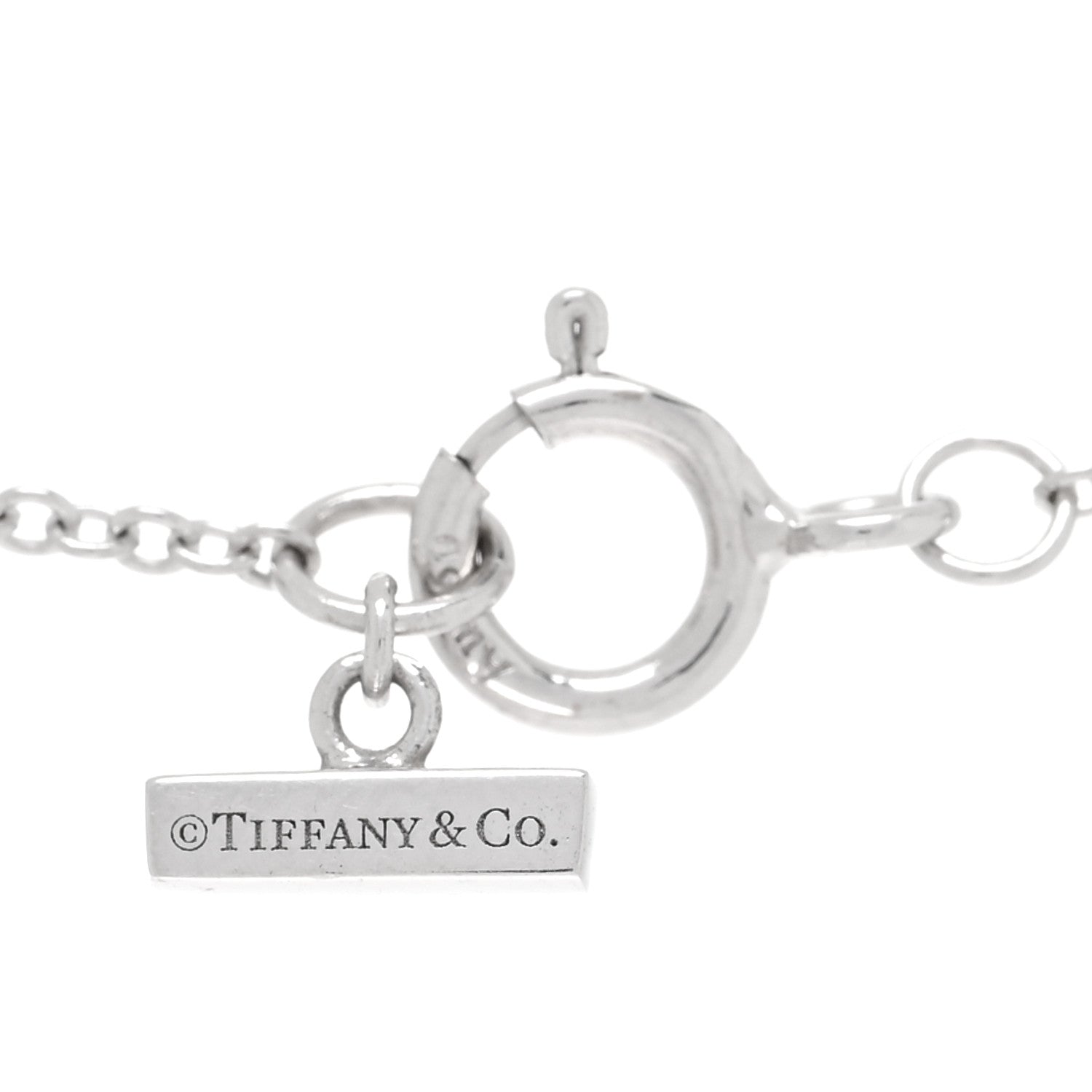Tiffany 18K White Gold Turquoise T Circle Pendant Necklace 4 of 5