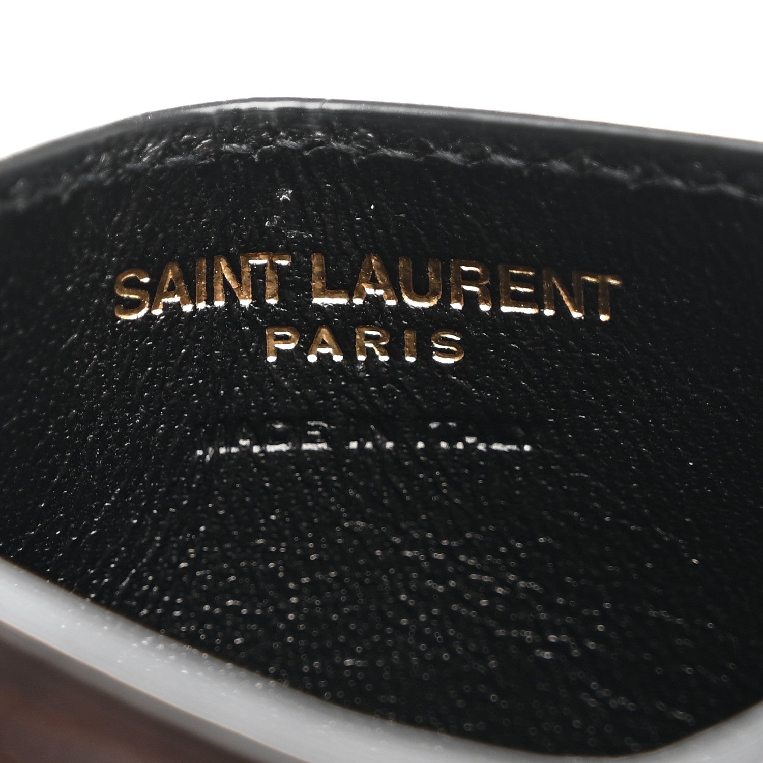 Saint Laurent Calfskin Crocodile Embossed Monogram Credit Card Case Black 6 of 7