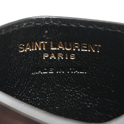 Saint Laurent Calfskin Crocodile Embossed Monogram Credit Card Case Black 6 of 7