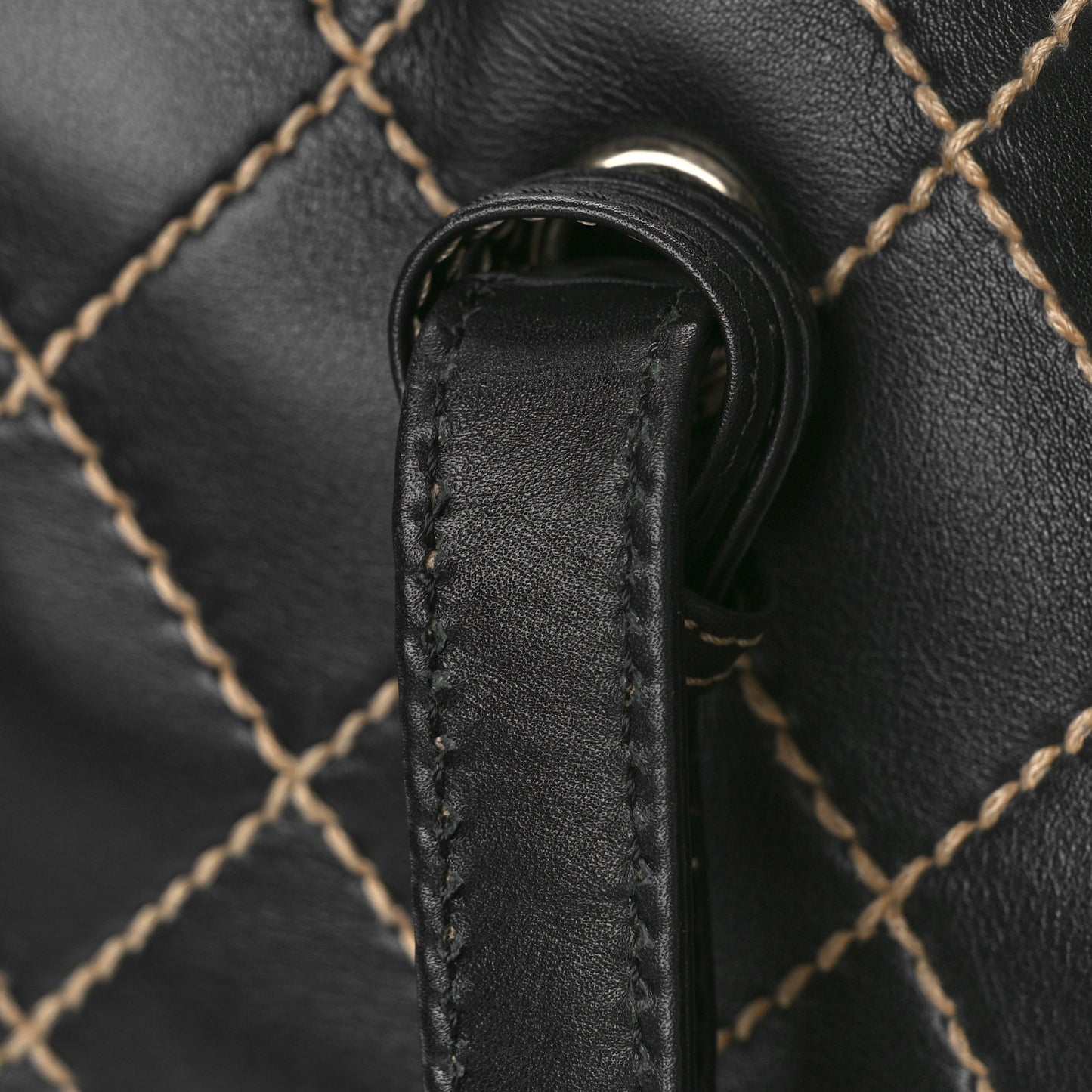 Calfskin Contrast Stitch Surpique Bowler Black