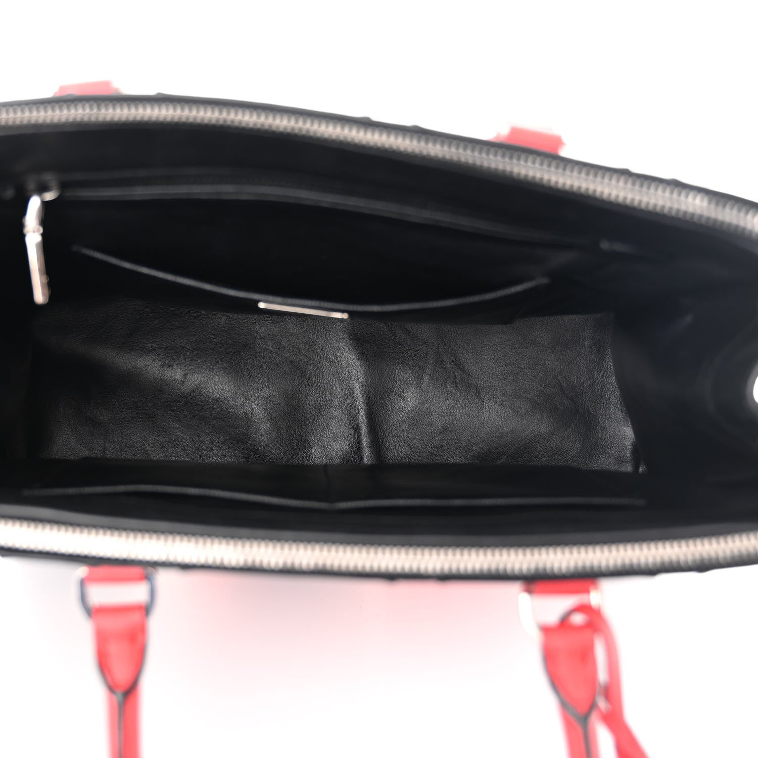 Prada Saffiano Baiadera Striped Medium Galleria Double Zip Tote Black Fuoco White 5 of 12