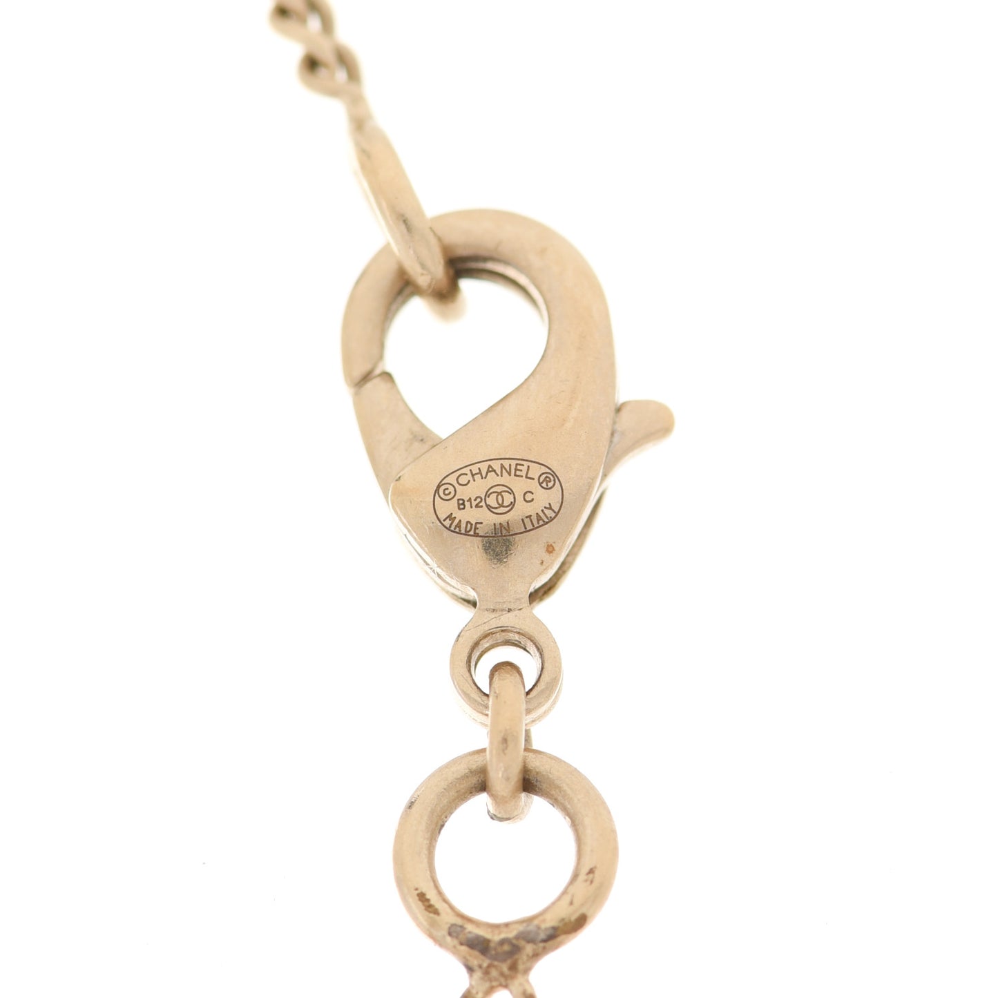 Pearl CC Drop Necklace Gold