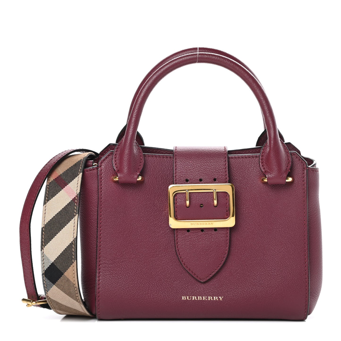 Soft Grain Calfskin Small Buckle Tote Dark Plum