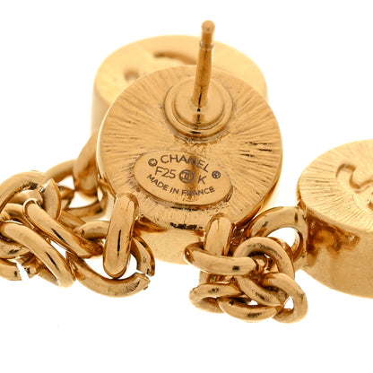Chanel Metal Enamel CC Drop Earrings Black Gold 4 of 5
