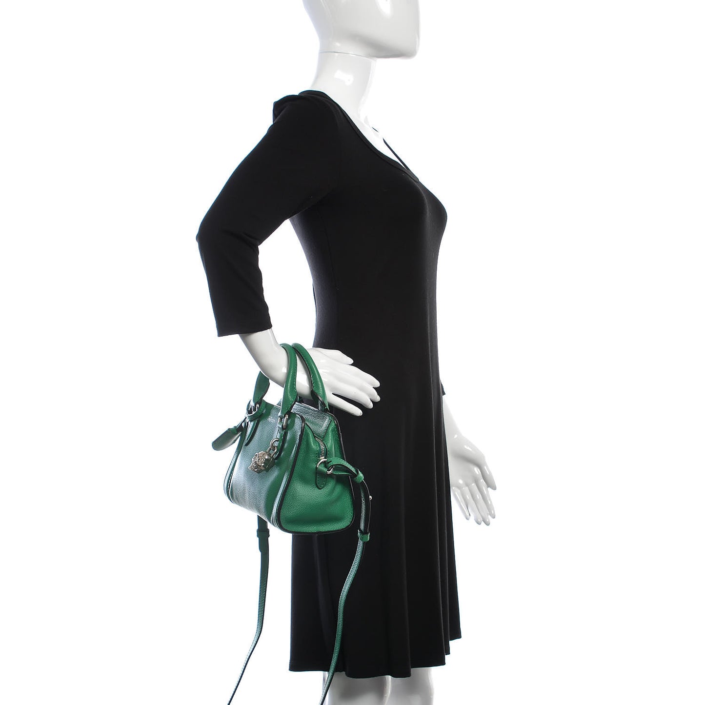 Pebbled Calfskin Mini Padlock Tote Green