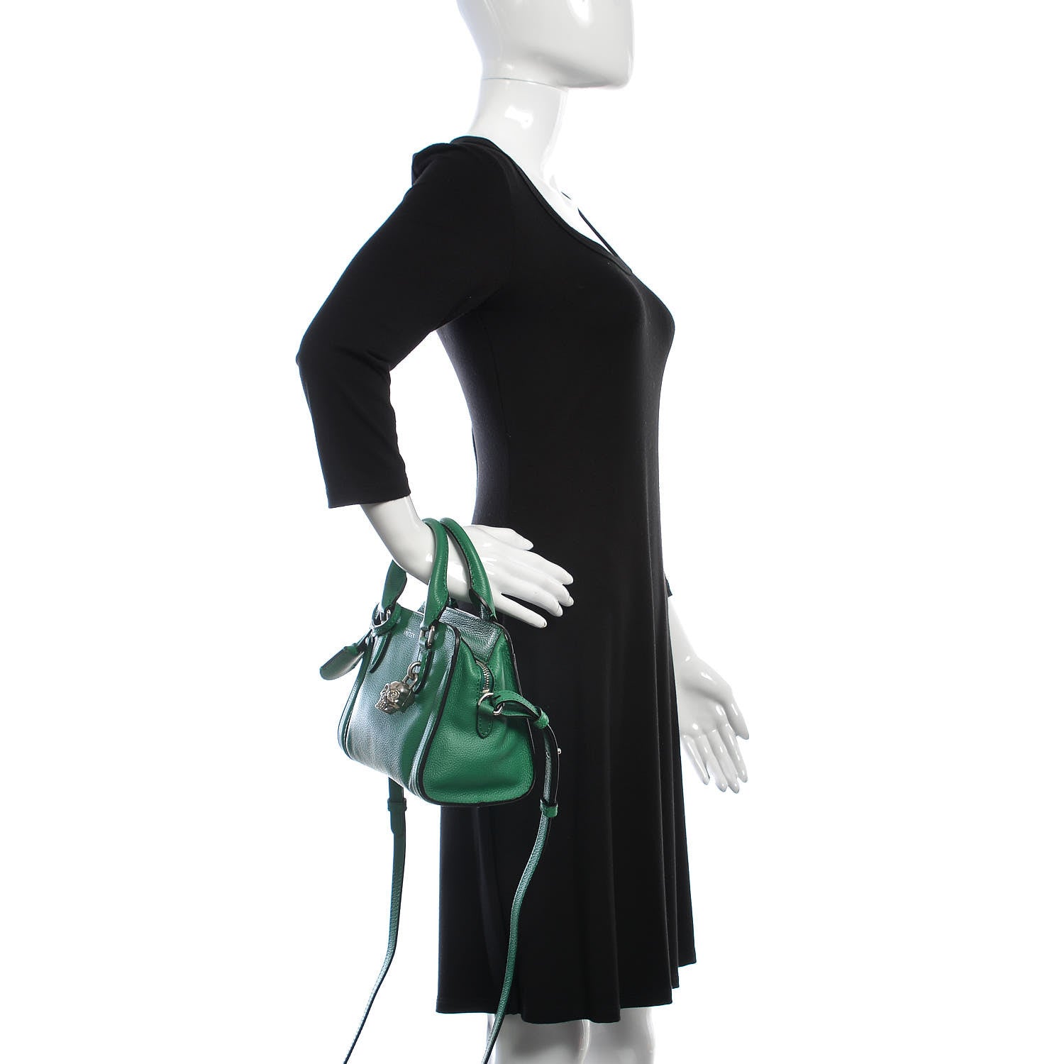 Alexander McQueen Pebbled Calfskin Mini Padlock Tote Green 3 of 12