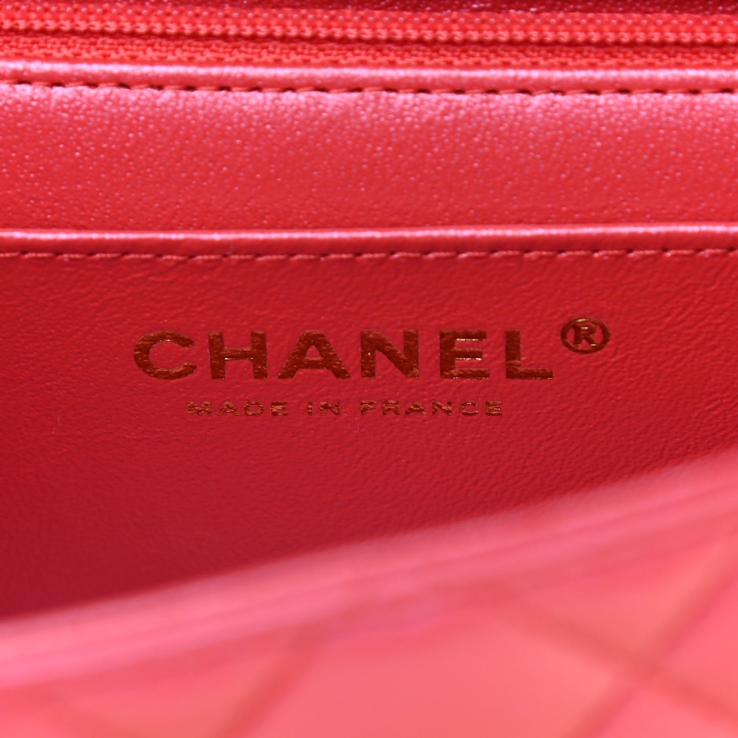 Iridescent Lambskin Quilted Mini Top Handle Rectangular Flap Red
