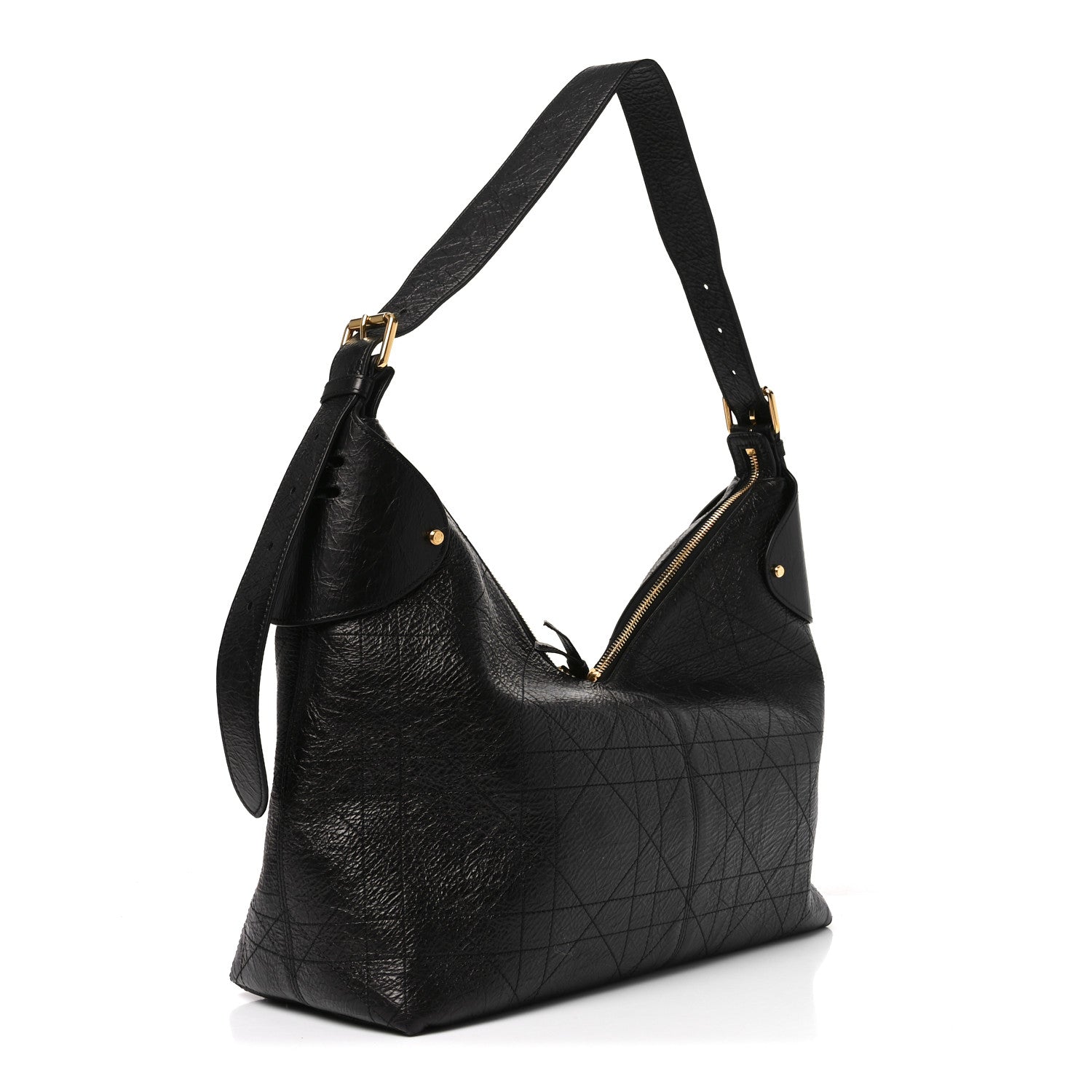 Christian Dior Crinkled Calfskin Macrocannage Large Voyage Bag