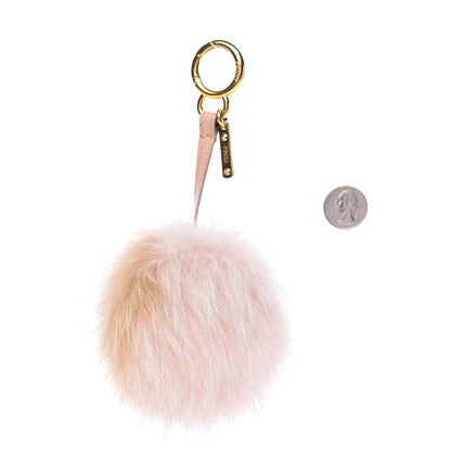 Fendi Fox Fur Vitello Elite Bi-Color Pom Pom Bag Charm Rosa Cammello Cipria 2 of 3