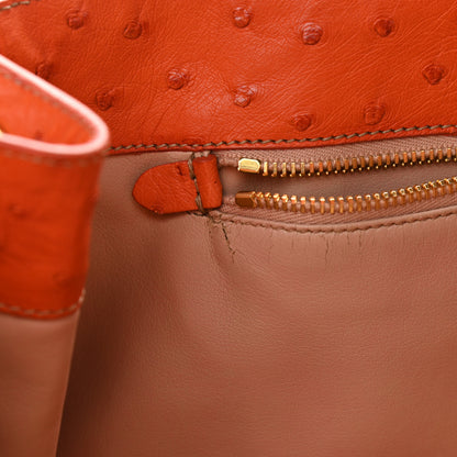 Prada Ostrich Double Zip Tote Papaya 13 of 18