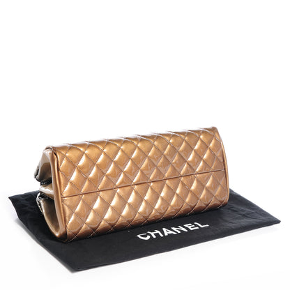 Chanel Metallic Patent Quilted Medium Just Mademoiselle Bowling Bag Gold Degrade 4 of 7