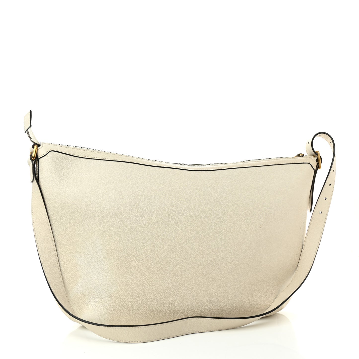 Grained Calfskin Logo Half Moon Hobo White