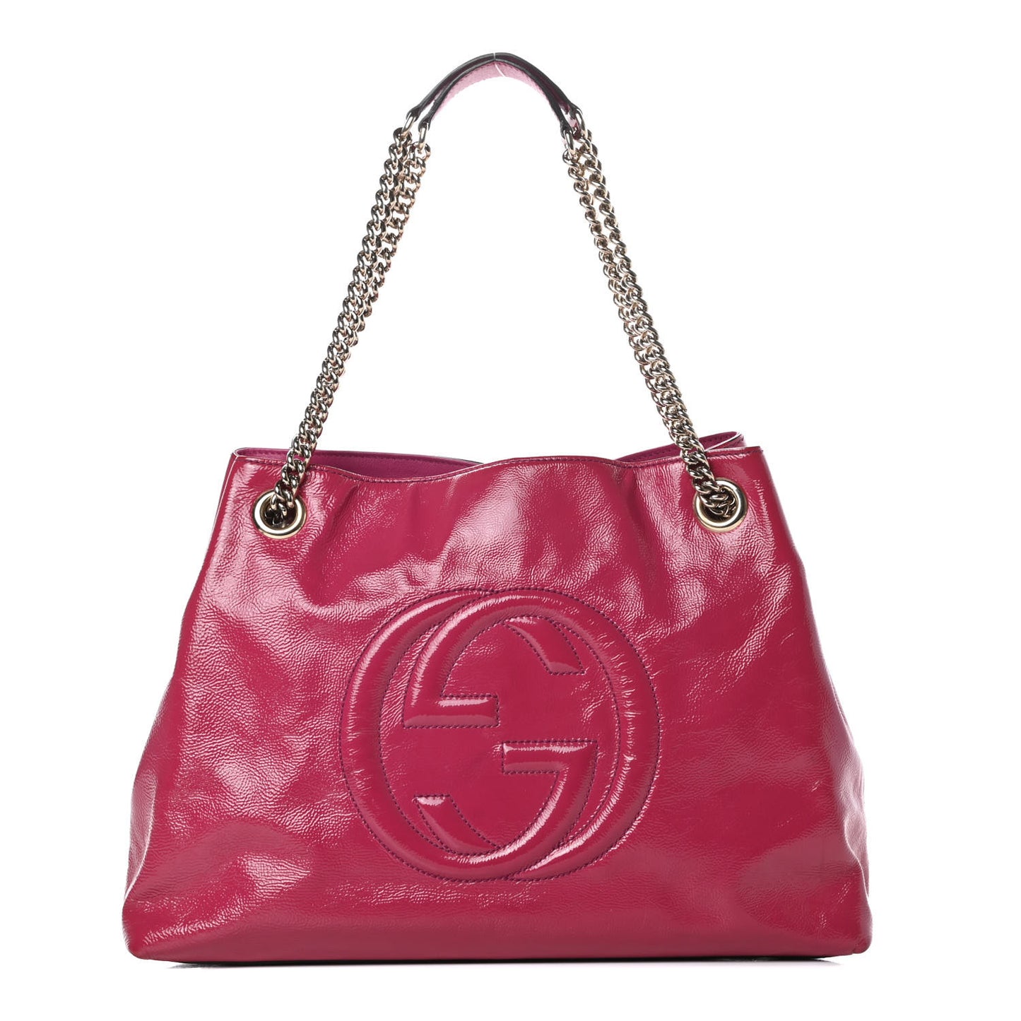 Vernice Naplack Medium Soho Chain Shoulder Bag Bright Bouganville
