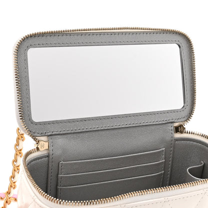 Chanel Shiny Calfskin Quilted Small Top Handle Vanity Case With Chain White 8 of 13