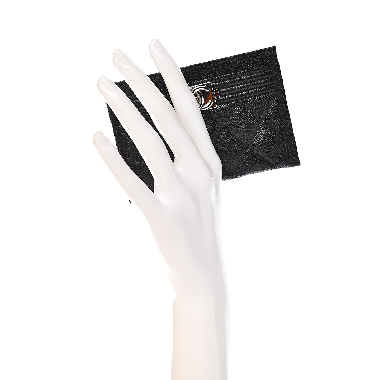Caviar Quilted Boy Card Holder Black