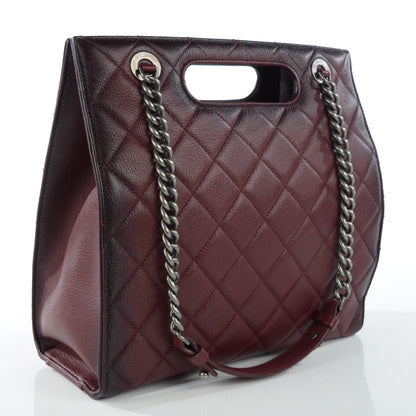 Chanel Goatskin Quilted Tote Light Burgundy 3 of 9