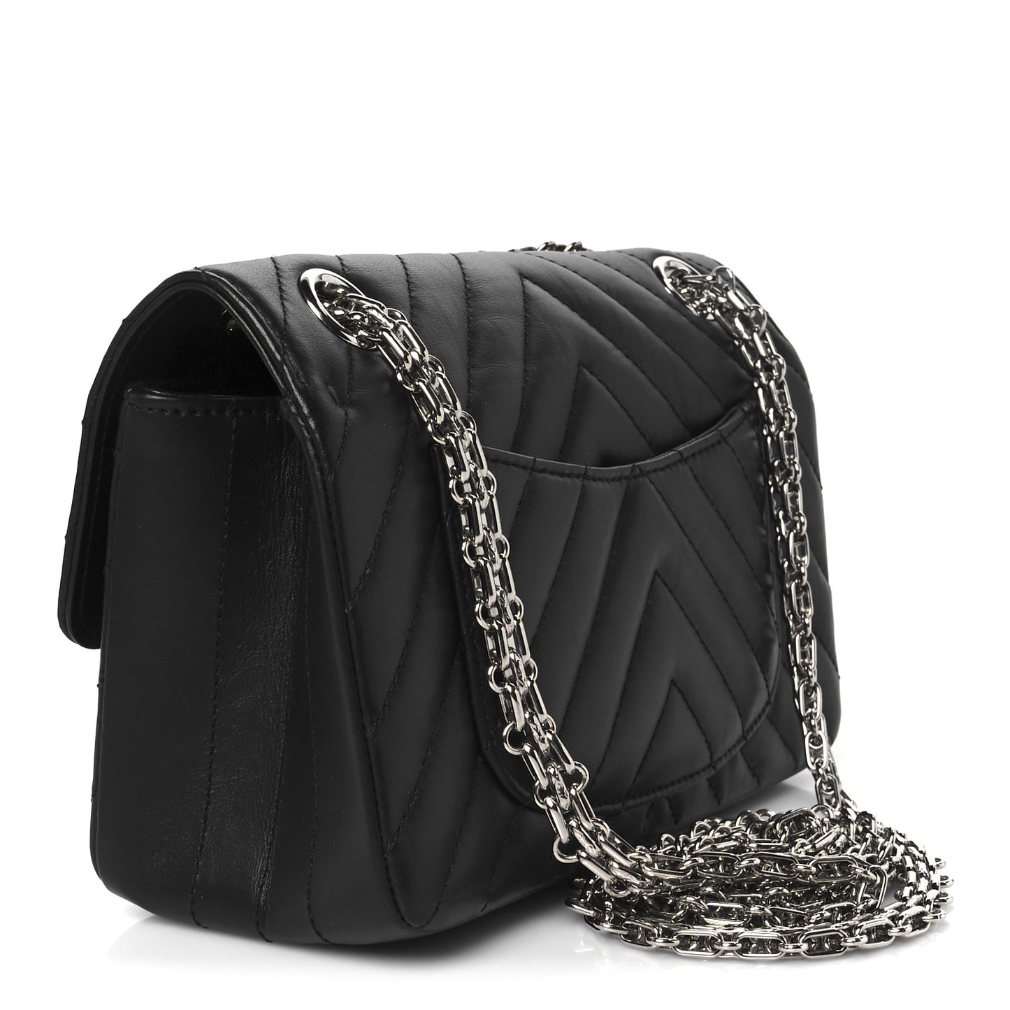 Aged Calfskin Chevron Quilted 2.55 Reissue Mini Flap Black