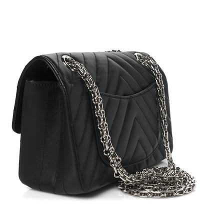 Chanel Aged Calfskin Chevron Quilted 2.55 Reissue Mini Flap Black 3 of 11