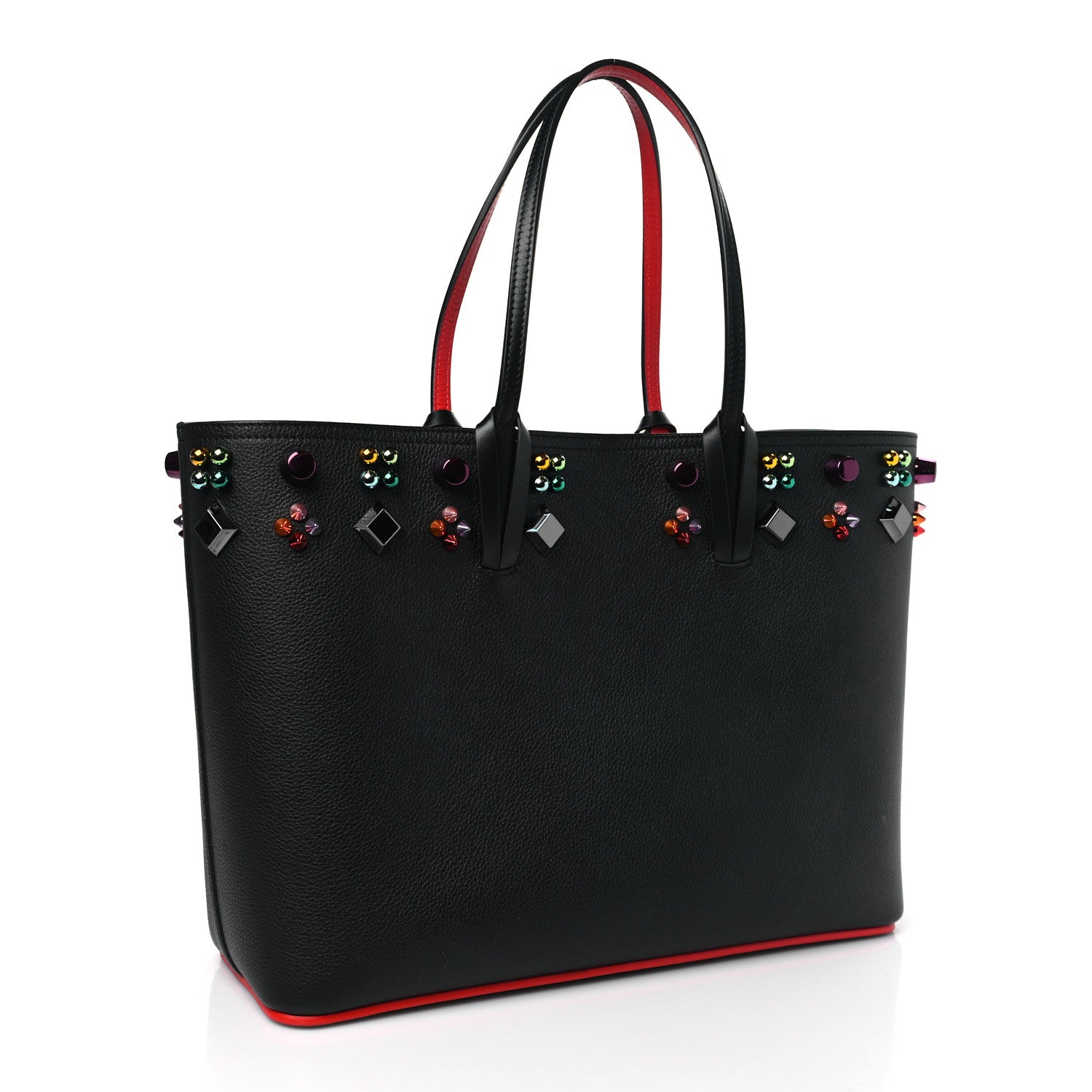 Christian Louboutin Calfskin Empire Spike Studded East West Cabata Tote Black Multicolor 4 of 9