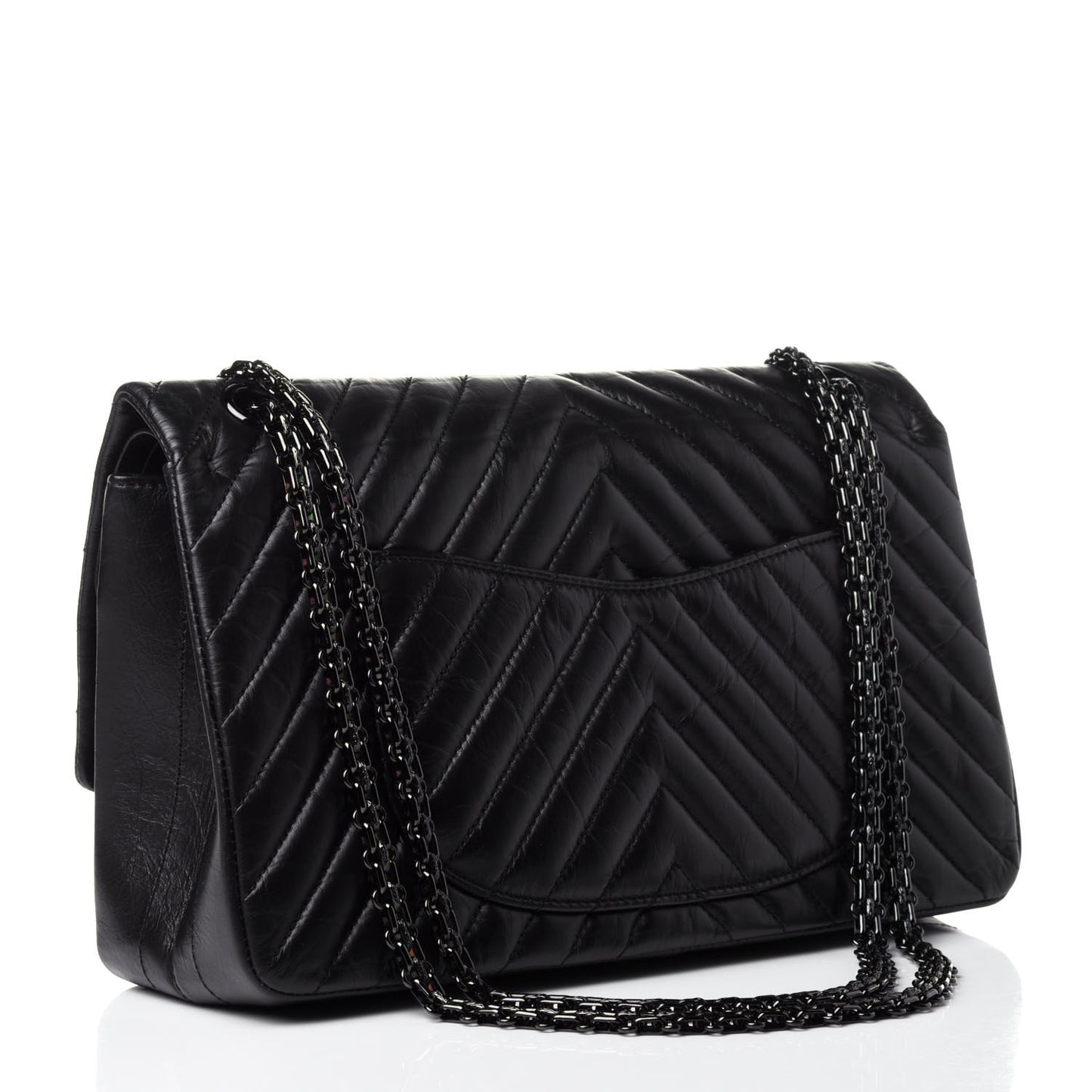 Aged Calfskin Chevron Quilted 2.55 Reissue 226 So Black