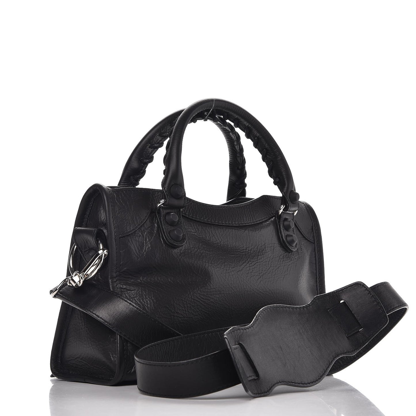 Matte Goatskin Rubber Covered Classic Hardware Mini City Black