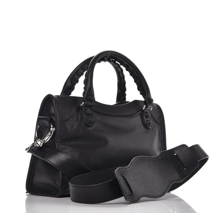 Balenciaga Matte Goatskin Rubber Covered Classic Hardware Mini City Black 3 of 7