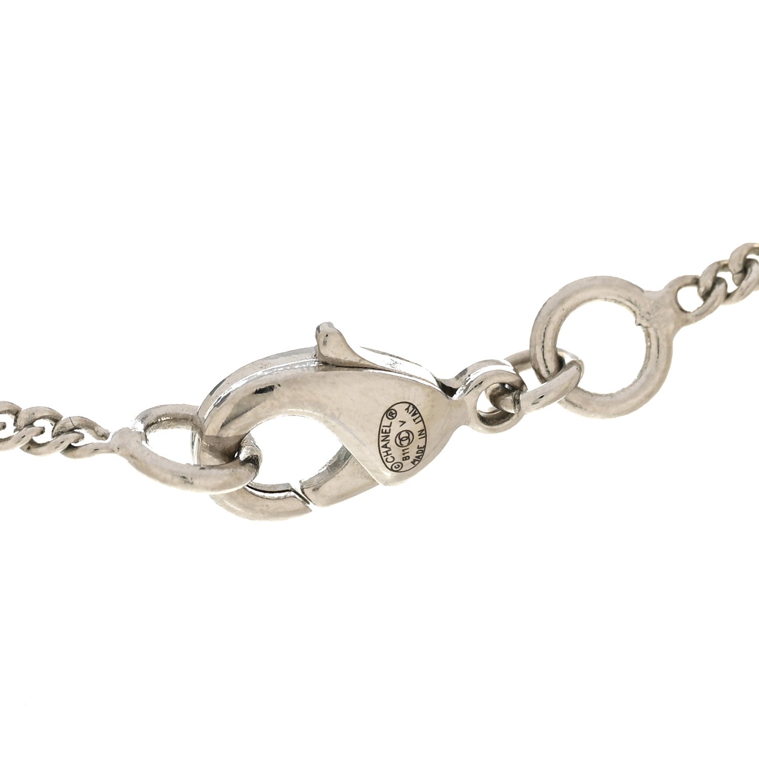Chanel Crystal Timeless CC Necklace Silver 5 of 7