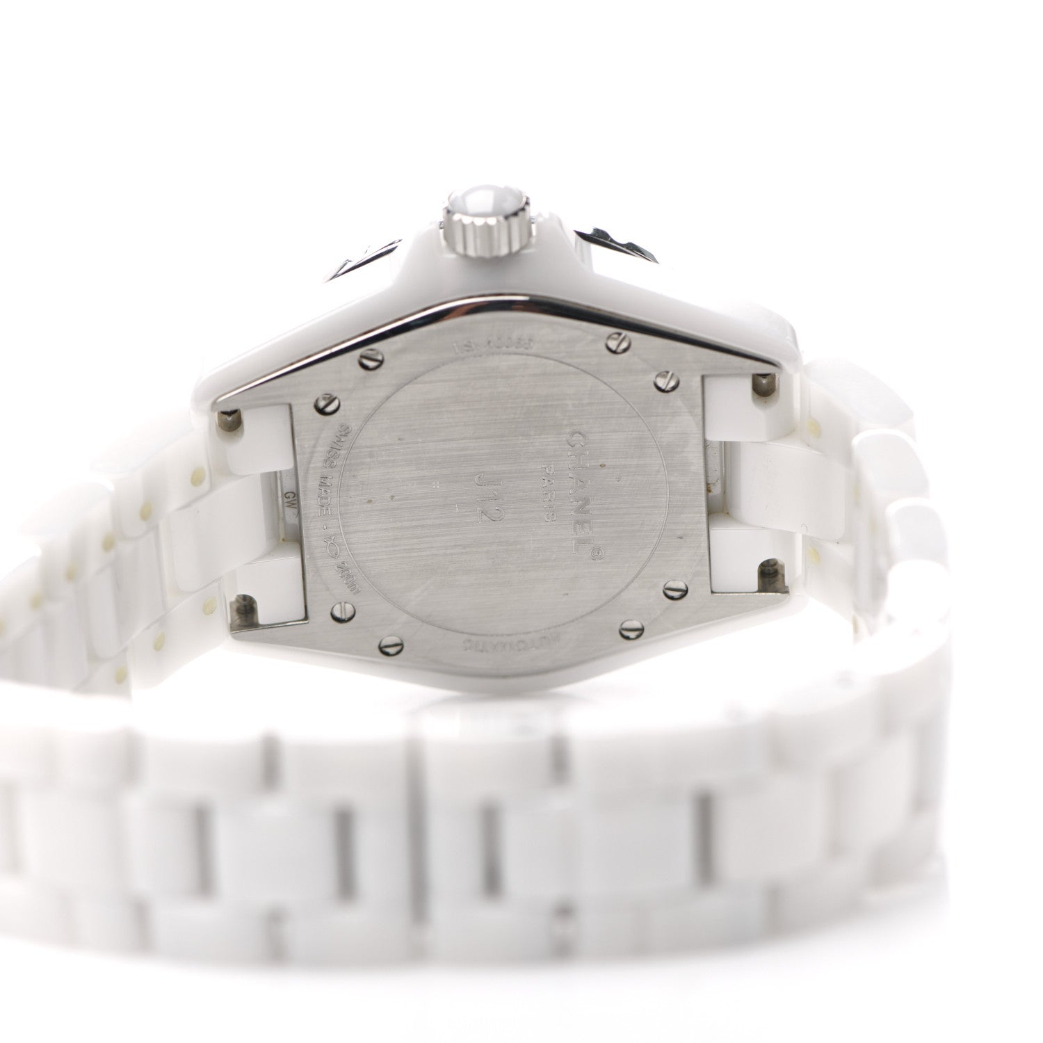 Chanel Stainless Steel Ceramic Diamond 38mm J12 Automatic Watch White 4 of 5