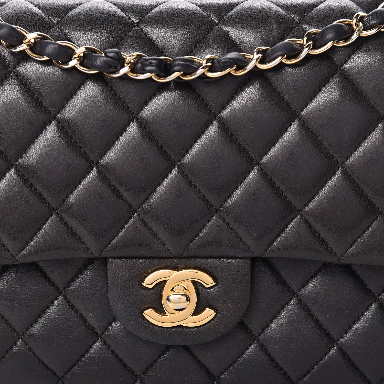 Chanel Lambskin Quilted Medium Double Flap Black 10 of 17
